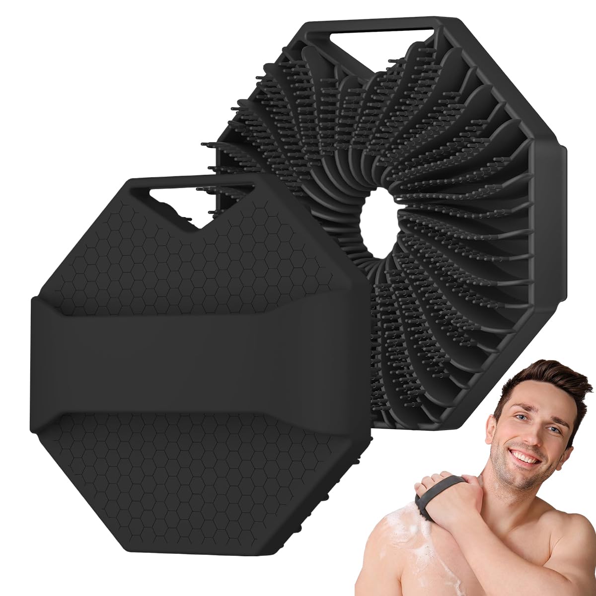 MAYCREATE Silicone Body Scrubber, Exfoliating Body Scrubber for Sensitive Skin, Soft Massage Body, More Hygienic Than Traditional Loofah, Gentle Exfoliating for Sensitive Skin, Black MAYCREATE Silicone Body Scrubber, Exfoliating Body Scrubber for Sensitive Skin, Soft Massage Body, More Hygienic Than Traditional Loofah, Gentle Exfoliating for Sensitive Skin, Black